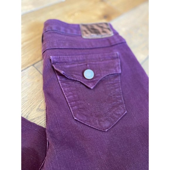 True Religion Serena Maroon Glitter Skinny Jeans - Picture 6 of 12